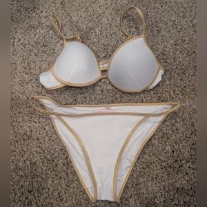 Elegant White and Tan Bikini Set